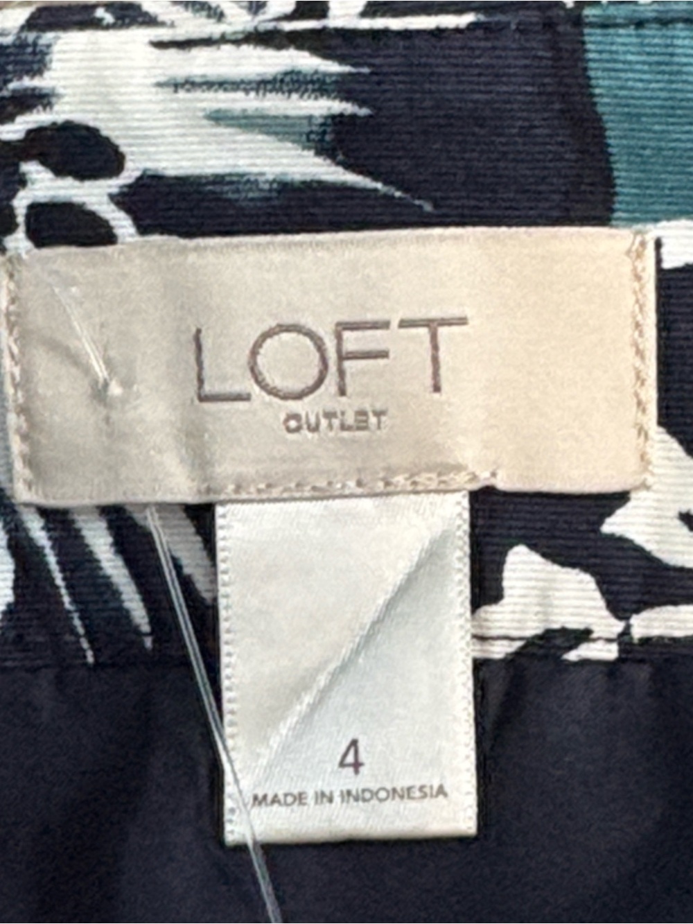 LOFT Black Mini Skirt with Teal and White Floral Print - Picture 4 of 5